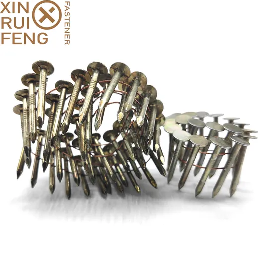 Yellow Zinc Plating Iron Steel Cements Common Round Head Hook Roofing Roll Shooting Nail