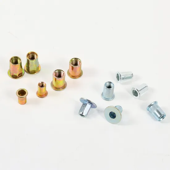 BS DIN Standard General Industry Zinc Plated Dacromat Ruspert Aluminium Size M2-M12 Flat Hexagonal Extended Rivet Nut