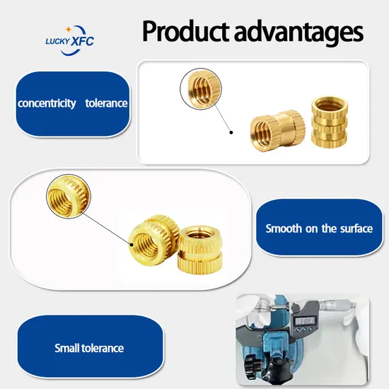 Factory Wholesale Non-Standard Double Twill Copper Inlay Through Hole Pre-Embedded Knurled Injection Molded Copper Nut CNC Lathe Machining Part