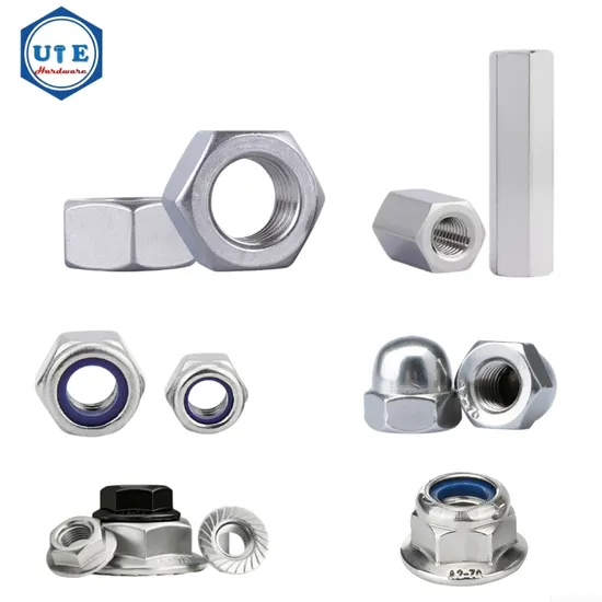 Stainless Steel 304/316 DIN and Unc Standard Hexagonal Flange Dome Cap Nylon Lock Square Bolt and Nuts DIN985/DIN6923/DIN6926 DIN1587 DIN315 DIN6334