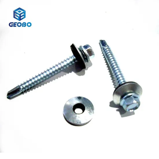 Tsingri /Tgr Yellow Zinc Carbon Steel Hex Flange Head with PVC Washer Self Drilling Screws Steel Construction Screws Sandwich Panel Screws