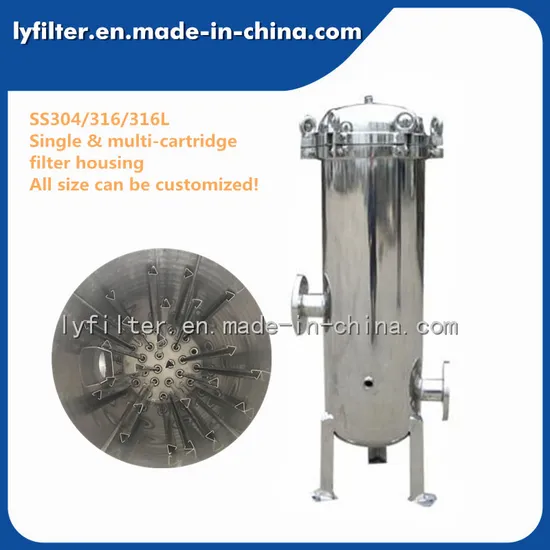 Industrial 304 316 316L Stainless Steel Cartridge Filter Housing with 10′′ 20′′ 30′′ 40′′ Length