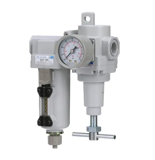 Pneumatic Plus Sau320t-N03G-Mep Air Filter Regulator Combo 3/8" NPT -T-Handle, Manual Drain, Metal Bowl