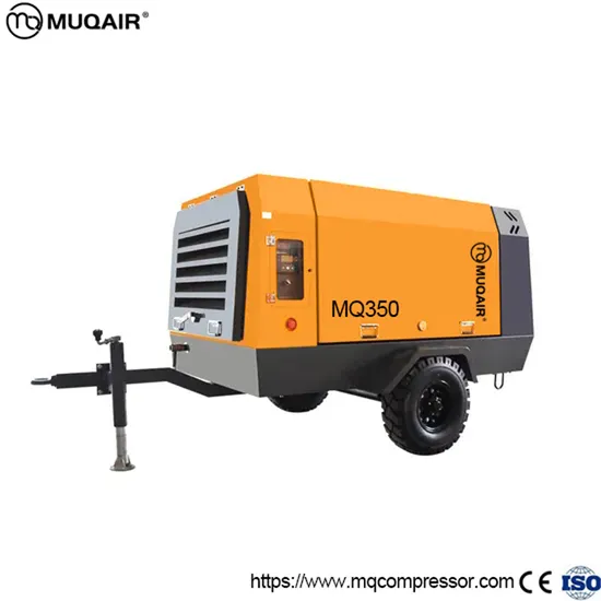 Portable 350cfm 8bar Mining Diesel Engine Mobile Screw Air Compressor for Sandblasting