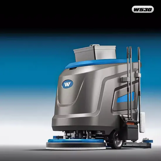 Small Electric Floor Sweep Scrubber Cleaning Machine Vacuum Auto Industrial Washing Scrubber Warehouse Driving Dual Brush Walking Behind Floor Scrubber