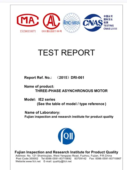 Ie2/ Ye2 Testing Report Three Phase Electric Motor (Y2-355M1-6) 1000rpm 6p