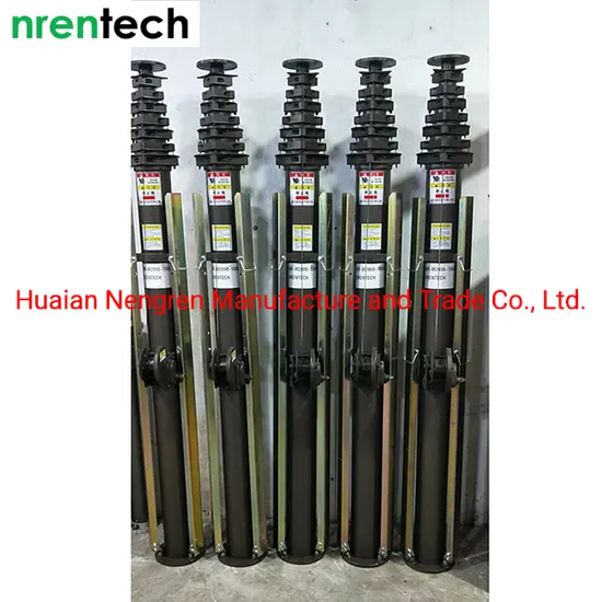 12m Aluminum Manual Crank up Telescopic Mast-Winch up Telescopic Mast-Mobile Telescopic Mast