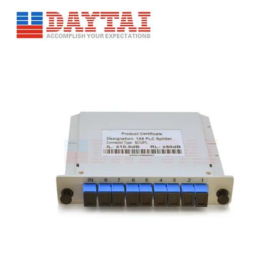 Lgx Box Cassette Card Inserting Sc/Upc PLC Splitter Module Casette Type 1X8 PLC Splitter