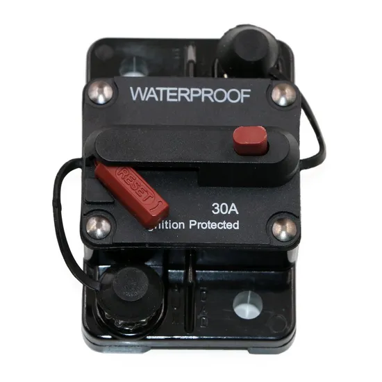 Surface-Mount Circuit Breakers with Manual Reset, 12V- 48V DC, Waterproof (30A)