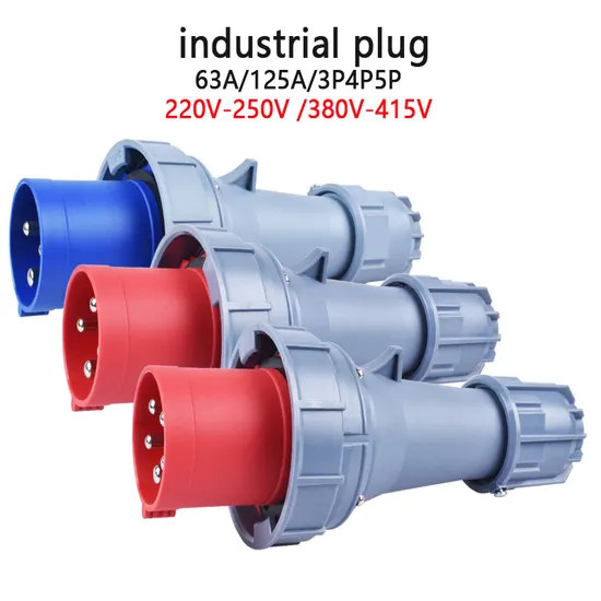 63A 125A Industrial Plugs and Sockets 3p 4p 5p IP67 Tilt Panel Plugswaterproof Male/Female Connector