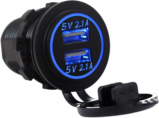 12V 4.2A Waterproof Motorcycle Dual USB Mobile Phone Charger