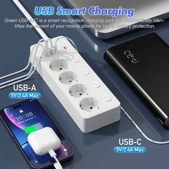 Smart Energy Saving Travel Industrial Multi Plug Power Strip