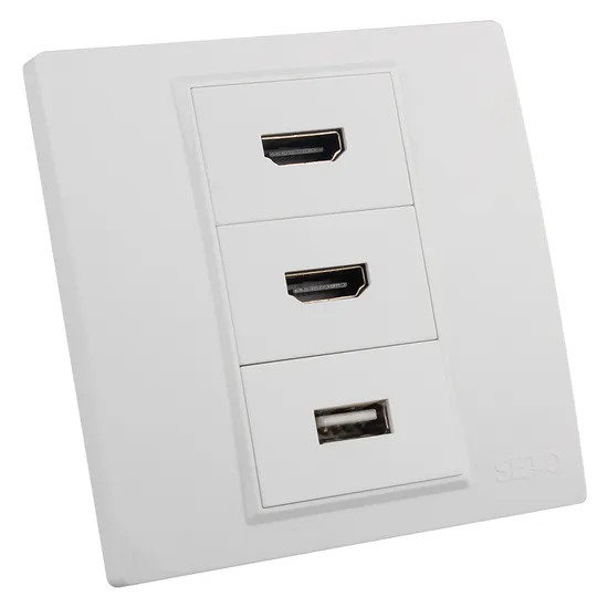 Seto 86 2-Bit HDMI+2.0USB Wall Panel Mount Connector in-Line Coupler Keystone Jack Face Plate