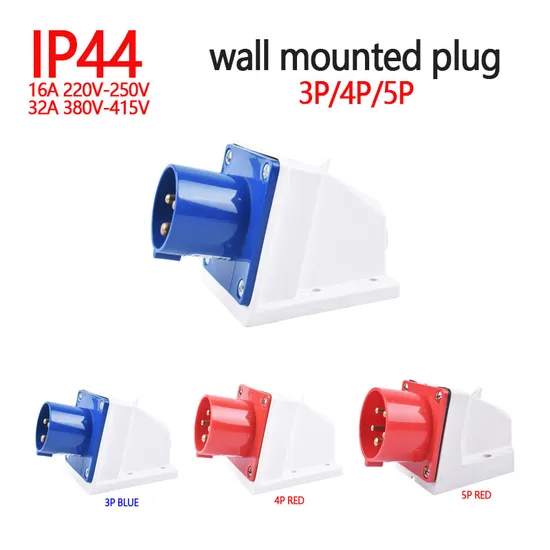 16A/32A Industrial Plugs and Sockets IP44 Power Supply Wall Mounted Plugs 3p/4p/5p