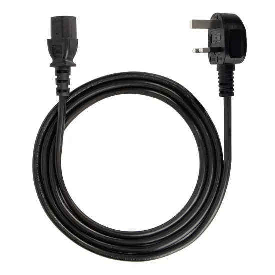 British Standard UK Plug with Extension Cord Cable Wire 3 Pin Black Power Plug
