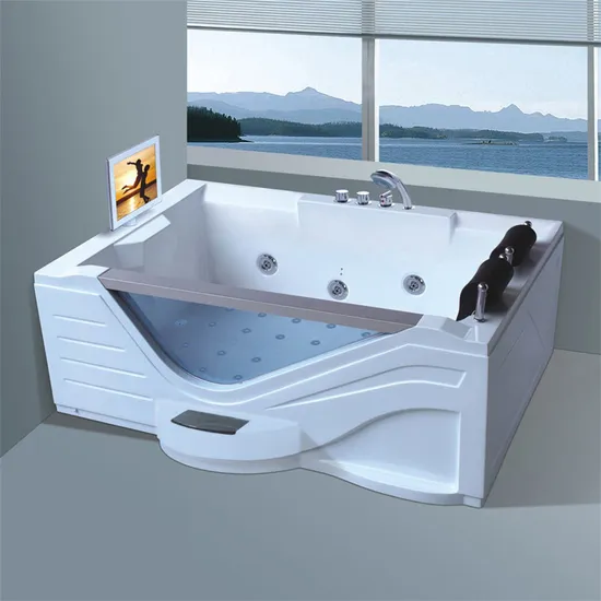 Custom Modern Square Hot Tub White Acrylic Freestanding Massage Whirlpool Walk in Tub Shower Combo Bathtub