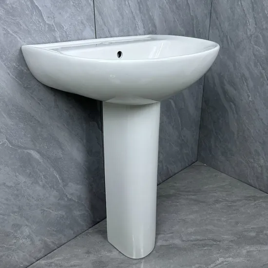 Chaozhou Luxury Bathroom Ceramic Pedestal Basin Sink Two-Piece Hand Wash Basin