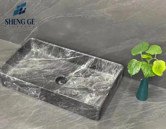 Bathroom Dining Room Vanitytop Sink White & Black Marble Small Size Wash Basin