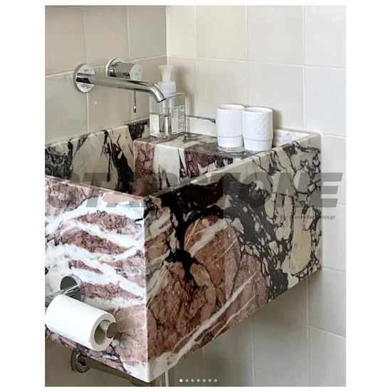 Natural Stone Calacatta Viola Marble Countertops Vanity Table Tops Polished Bathroom Marble Vanity Double Sink Wash Basin