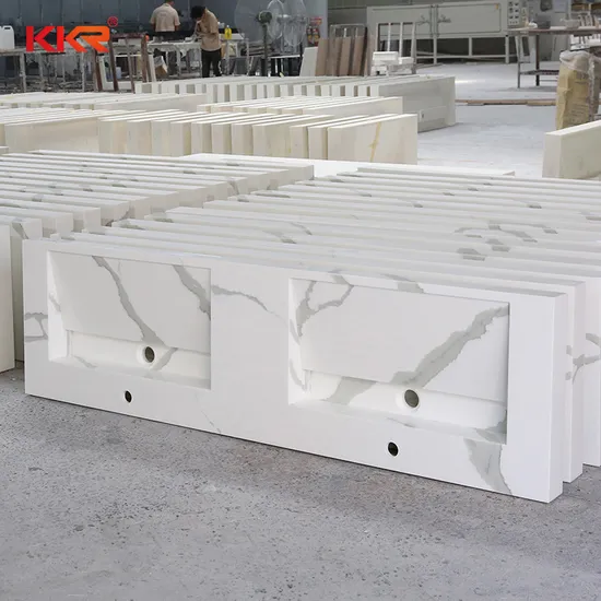 Italian Custom Vanity Double Bowl Drain Cover Deep Acrylic Resin Stone Waterfall White Marble Solid Surface Lavabo Cleanroom Hand Wash Basin Bathroom Sink