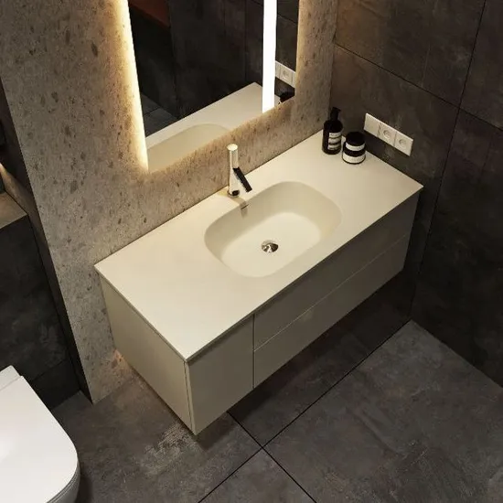 Modern Design Solid Surface Resin Stone Rectangle Bathroom Sink Counter Wash Basin