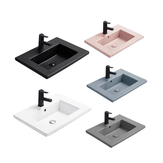 Lavabo Wholesale Ceramic Bathroom Sink Rectangular Modern Style Sink Cabinet Basin Ceramic Sink Vanity Top Countertop Wash Basin