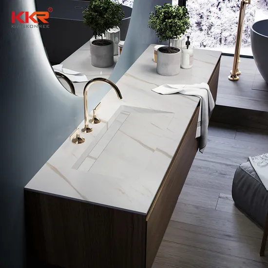 Manufacturer thin edge bathroom vanity top basin for bathroom cabinet units