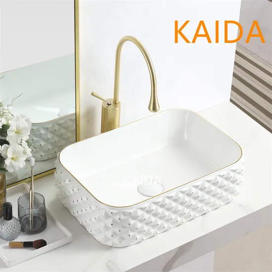 Kaida Sanitary Ware Bathroom Rectangular Golden Wash Basin for Sale