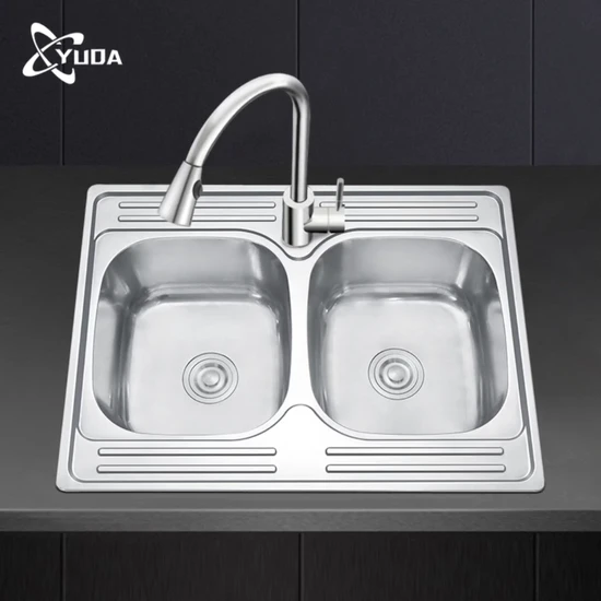 Newest Style Stainless Steel Double Bowl Kitchen Sinks Smart Multifunction Double Bowl Farmhouse Kitchen Sink