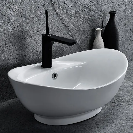 Oval Modern Luxury Ceramic Face Hand Wash Basin Bowl Bathroom Vanity Vessel Sink for Hotel