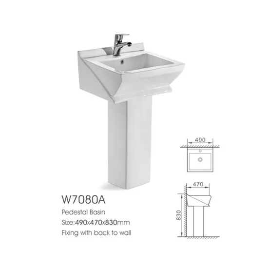 Mt-7080A Chaozhou Factory White Bathroom Art Pedestal Basin