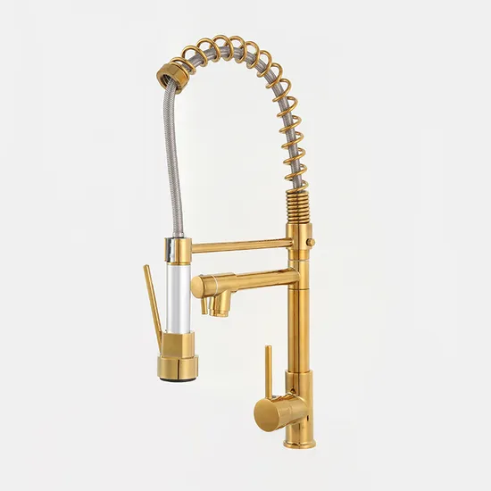 Brass Chrome Plated Kitchen Sink Faucet with Pull Down Spray