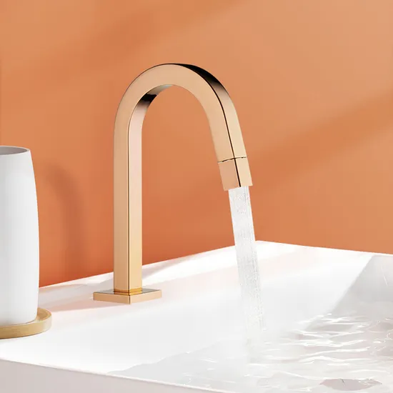Luxury Square Water Tap Polished Stainless Steel Faucet