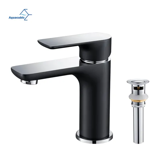 Hot Selling Cupc Certified Brass Lavatory Single Hole Black Bathroom Faucet with Drain Assembly