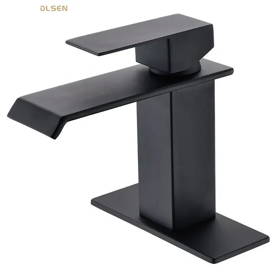Elegant Black Waterfall Basin Faucet for Bathroom Use