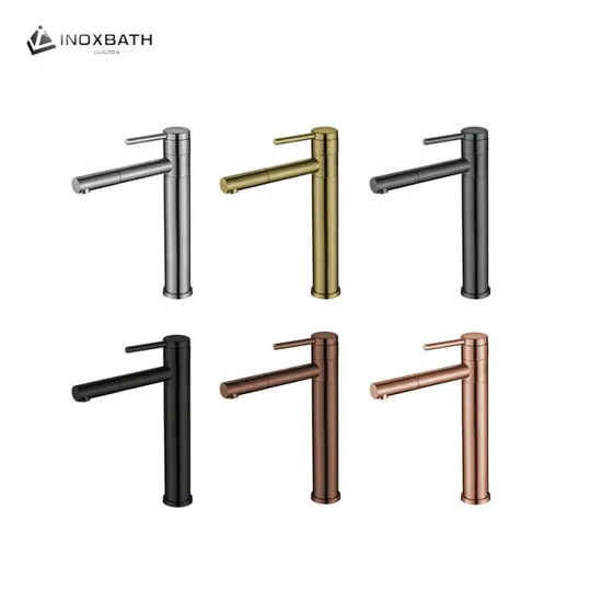 Hot and Cold SUS304 Bathroom Deck Mounted Brushed Gold Taps Basin Faucet