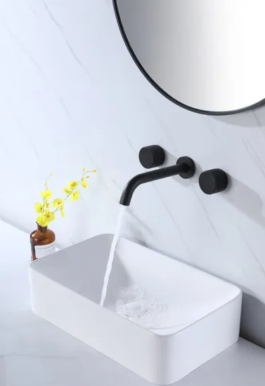 Matt Black with Oil-Sealed Surface 3-Hole Wall Mounted Concealed Basin H59 Brass Faucet