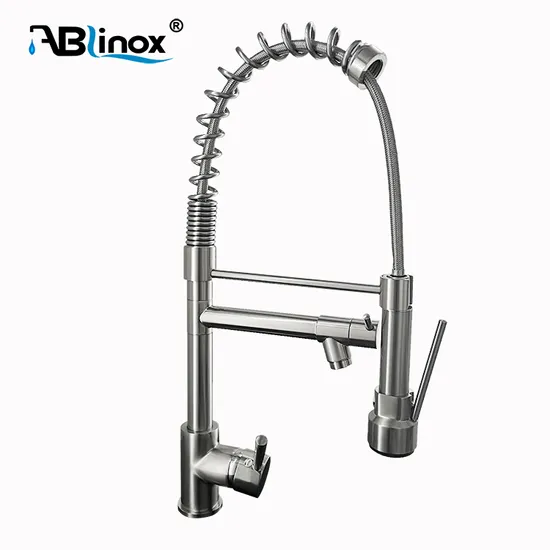 Factory Customized 304 Stainless Steel Hot and Cold Kitchen Faucet Single Handle Sink Faucet with Spinning Function