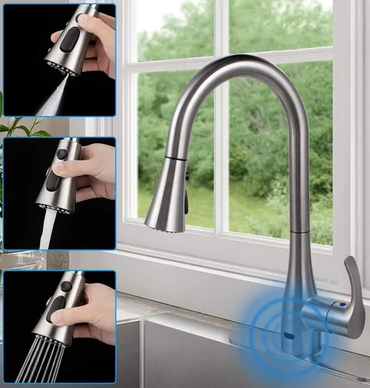 Pull out Single Handle Lever Touch Free Not Touch Automatic Motion Sensor Brass Body Bathroom Shower Spray Kitchen Sink Wash Basin Water Mixer Tap Faucet