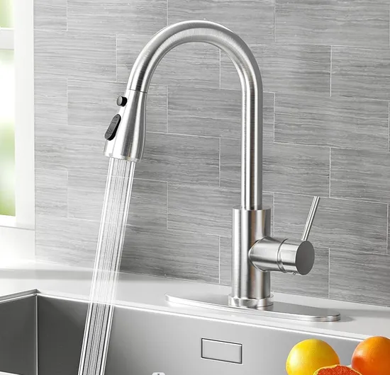 Best Selling 360 Degree Rotating Stainless Steel Kitchen One Key Stop Faucet Single-Hole Modern Pull-Down Spray Faucet