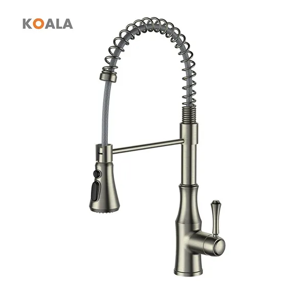 Zinc-Clad Brass Brushed Faucet Kitchen Sink Faucet with Spring Cold Hot Water Tap