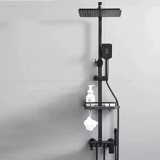 Thermostatic Hot Water Shower Head Massage Faucet Shower Set All-Copper Bathtub Faucet Black Is Used for The Hotel Family Brass