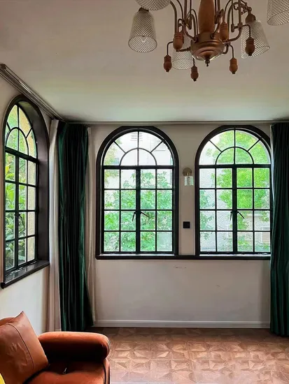 Aluminum Supplier French Style Luxury Double Panel Aluminium Frame Sliding Glass Windows