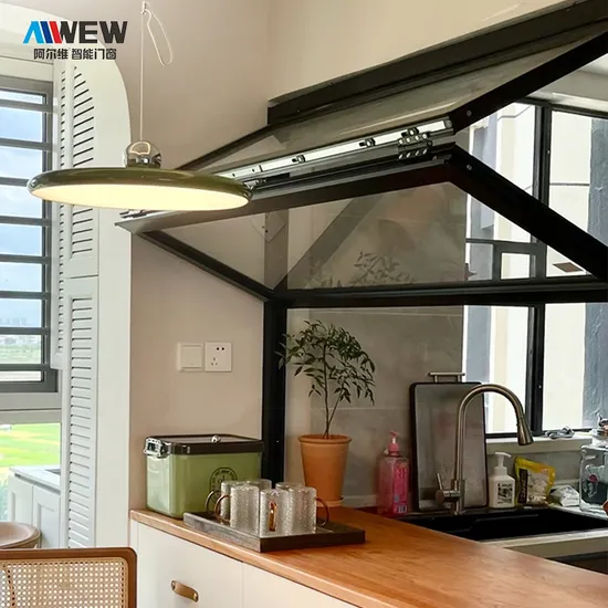 up and Down Folding Window Lifting and Sliding Customized Milk Tea Coffee Shop Aluminum Alloy Easy to Pull up and Hover up and Flip Window