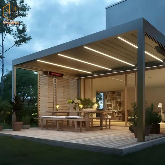 Modern Luxury Backyard Waterproof Opening Roof Louver Aluminum Gazebos Awning Garden Pergola