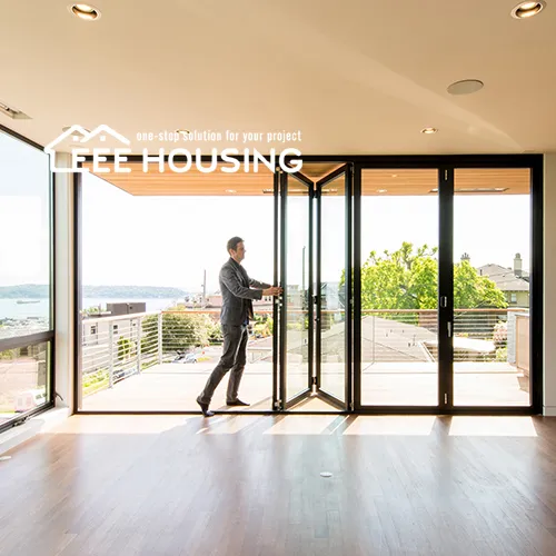 Factory Direct Exterior Folding Patio Doors, Modern Waterproof Thermal Break Aluminum Bi-Folding Glass Door with Accordion Style Sliding Bi-Fold Door
