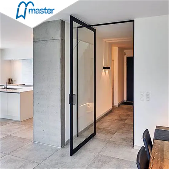 Modern Design Security Entry Front Doors Waterproof Windproof Interior Tempered Glass Aluminum Patio Glass Pivot Door
