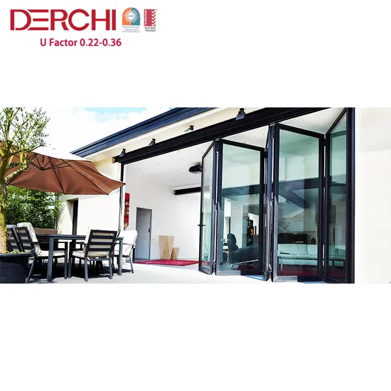 Heat Insulation Patio Aluminium Glazed Folding Doors Accordion Doors