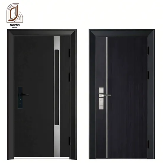 Chineses Modern Exterior Wrought Iron Steel Main Entrance Doors Metal Security Steel Door for Houses, Apartment, Office