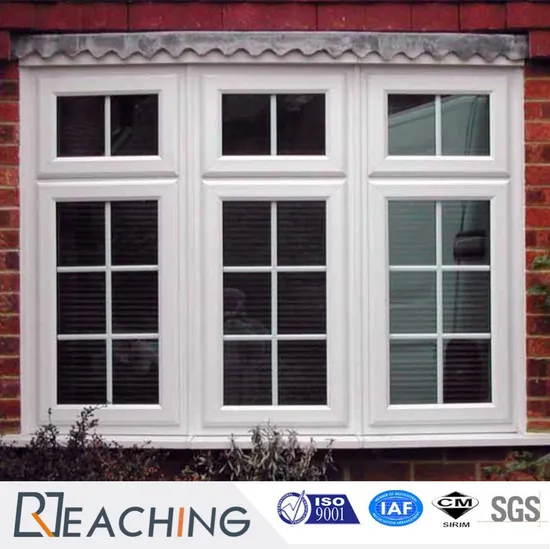 Conch Profile Amercian Style White UPVC/PVC Casement Window with Grill